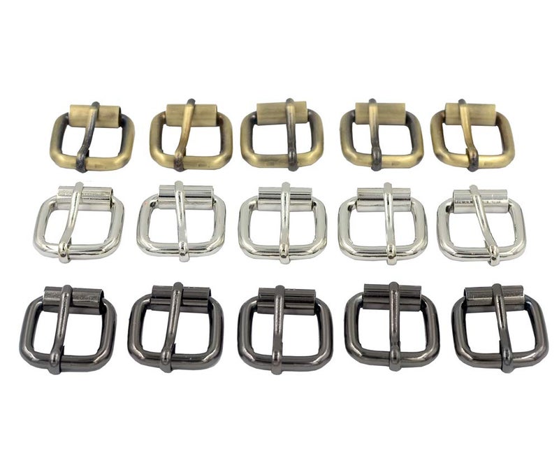 DGOL 3/4 inch (20mm) Heavy Strong Belt Leather Strap Webbing Shinning Roller Pin Buckles 3 Color Total 15pcs - Image 1